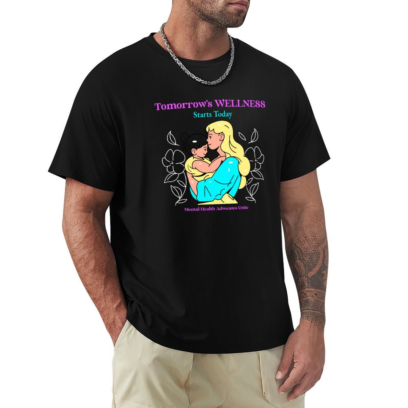 Health Wellness Mental Health - 明日の健康は今日から始まる メンタルヘルス擁護者団結Tシャツ カジュアルルーズデイリーウェアTシャツ
