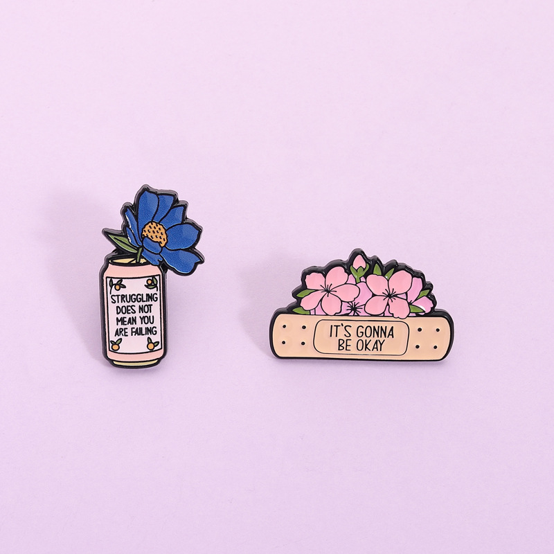 Health Wellness Mental Health - 2個セット メタル製メンタルヘルスエナメルピンセット インスピレーションを与える言葉入り メタルラペルブローチバッジ ポジティブなメンタルウェルネスギフト