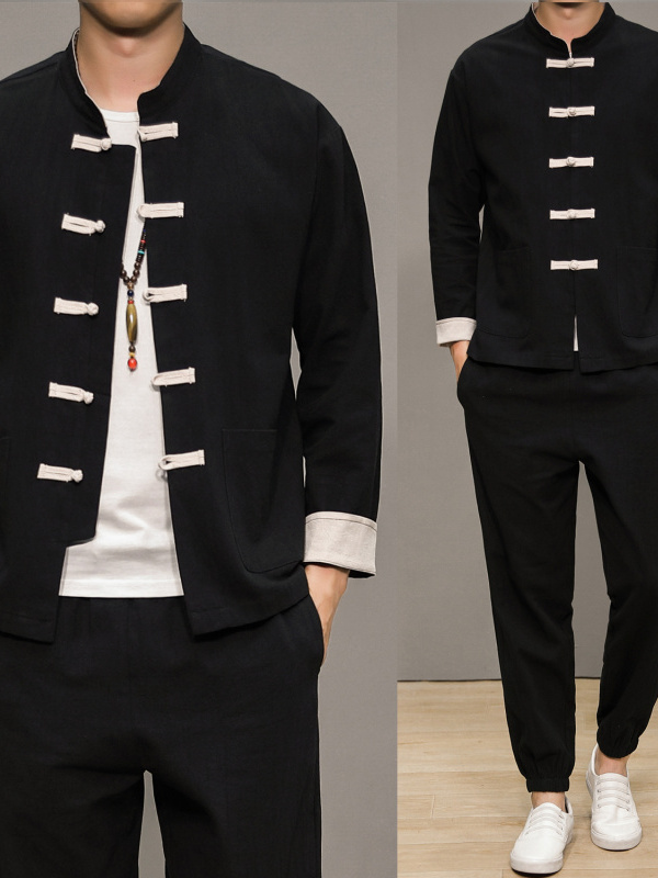 中国風の綿麻の唐服男性用伝統的なヘルスケアセンター禅瞑想長袖 - Health & Wellness Nurse Coach のレビューと価格