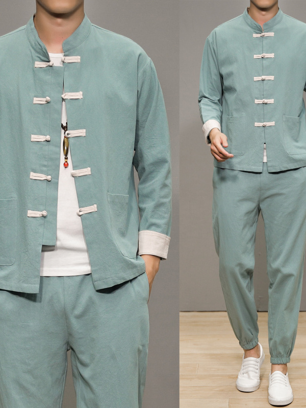 中国風の綿麻の唐服男性用伝統的なヘルスケアセンター禅瞑想長袖 - Health & Wellness Nurse Coach のレビューと価格